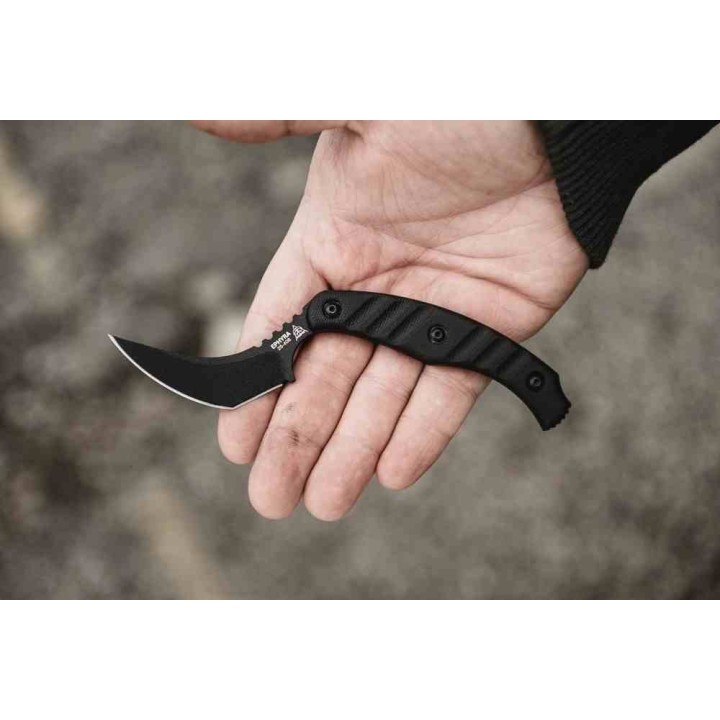 Couteau TOPS Ephyra Trailing Point Lame Acier 1095 Carbone Manche G-10 Noir Etui Kydex USA TPEPH01 - Livraison Gratuite