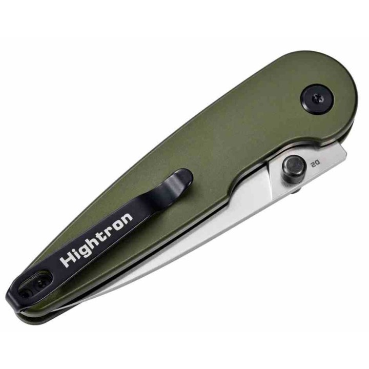 Couteau HIGHTRON Birdidi Lame Acier D2 Manche Aluminium Vert Button Lock HTK06GRNS - Livraison Gratuite