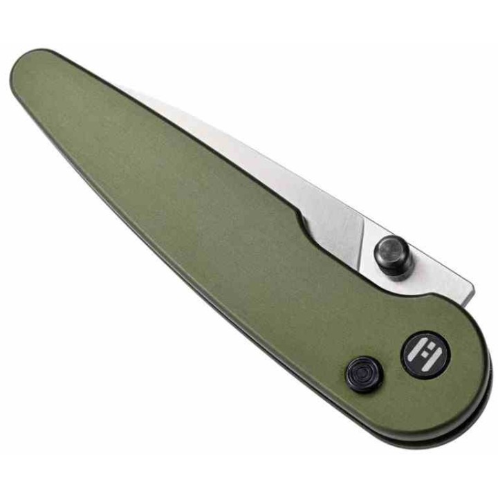 Couteau HIGHTRON Birdidi Lame Acier D2 Manche Aluminium Vert Button Lock HTK06GRNS - Livraison Gratuite
