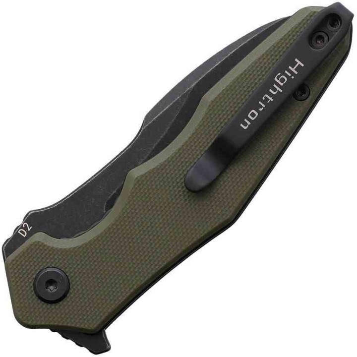 Couteau HIGHTRON Mini Ventura Lame Acier D2 Black Manche G10 Green LinerLock HTK05GRNBS - Livraison Gratuite