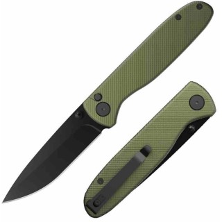 Couteau Outdoor Edge Dirk Green Lame Acier 8Cr13MoV Manche Aluminium Button Lock Clip OEDK1C - Livraison Gratuite