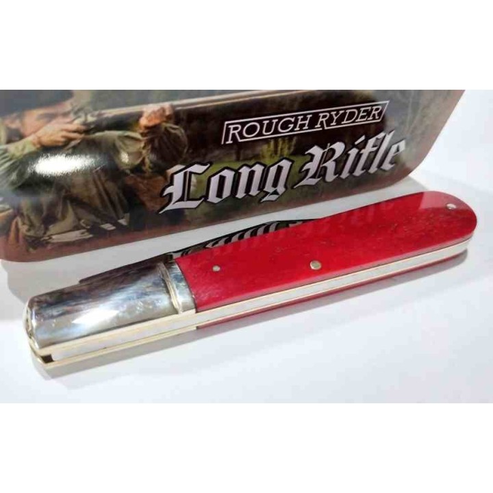 Couteau Rough Ryder Long Rifle Grandaddy Barlow Lame Acier 440 Manche Os Rouge Slip Joint RR2618 - Livraison Gratuite