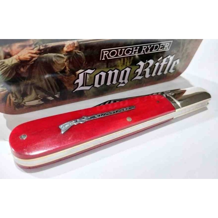 Couteau Rough Ryder Long Rifle Grandaddy Barlow Lame Acier 440 Manche Os Rouge Slip Joint RR2618 - Livraison Gratuite