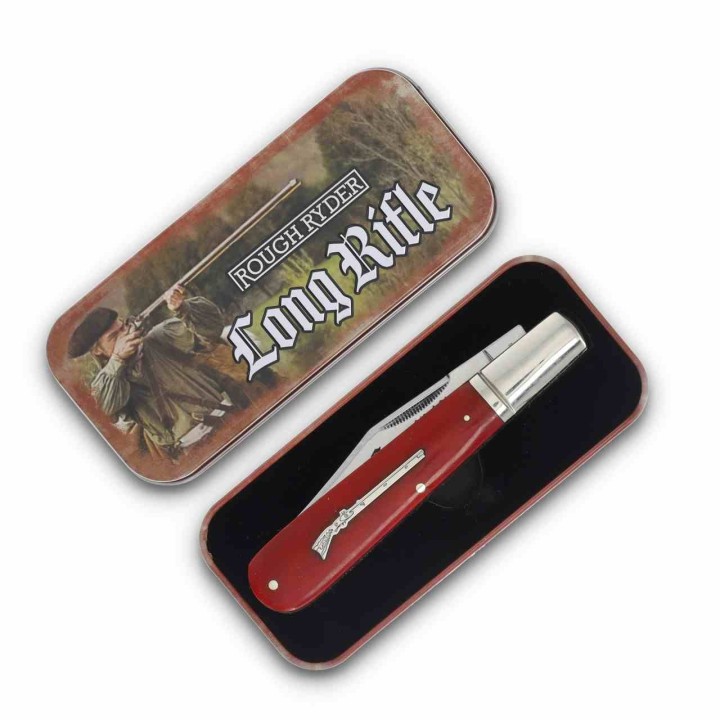 Couteau Rough Ryder Long Rifle Grandaddy Barlow Lame Acier 440 Manche Os Rouge Slip Joint RR2618 - Livraison Gratuite