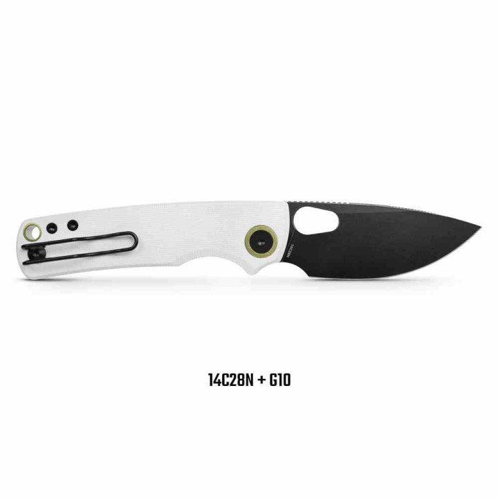 Couteau Vosteed Porcupine Drop Point Lame Acier 14C28N Manche G10 Blanc TLL VOSA2606 - Livraison Gratuite