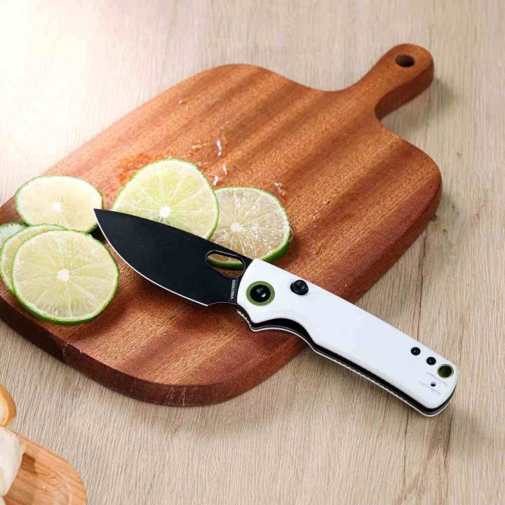 Couteau Vosteed Porcupine Drop Point Lame Acier 14C28N Manche G10 Blanc TLL VOSA2606 - Livraison Gratuite