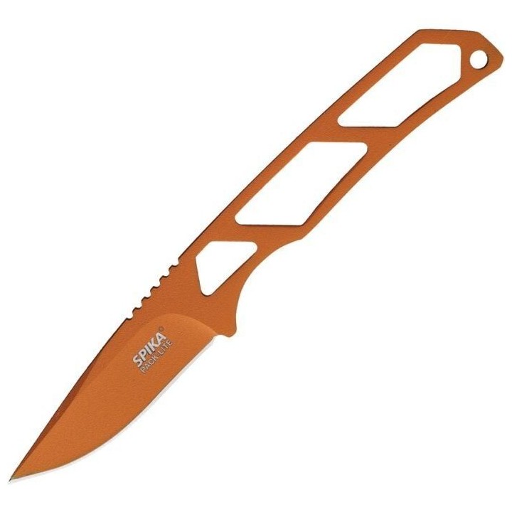 Couteau Ultra-Léger SPIKA PackLite Lame Acier 440 Orange Manche Acier Etui Plastique SPIKPLFB010 - Livraison Gratuite