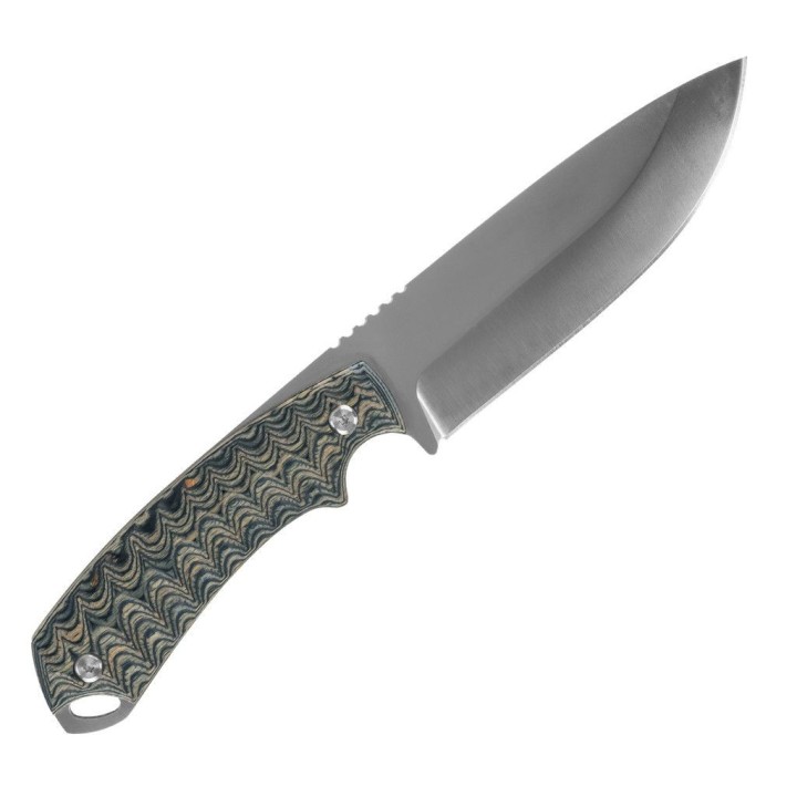 Couteau Bushcraft SPIKA Bushmaster Dogtooth Lame Acier D2 Manche Pakkawood Etui Cuir SPIKBUFB100 - Livraison Gratuite