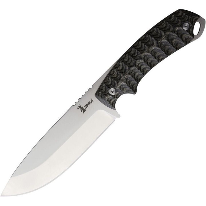 Couteau Bushcraft SPIKA Bushmaster Dogtooth Lame Acier D2 Manche Pakkawood Etui Cuir SPIKBUFB100 - Livraison Gratuite