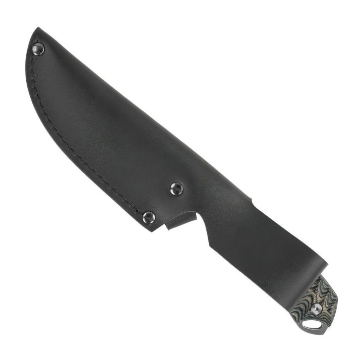 Couteau Bushcraft SPIKA Bushmaster Dogtooth Lame Acier D2 Manche Pakkawood Etui Cuir SPIKBUFB100 - Livraison Gratuite
