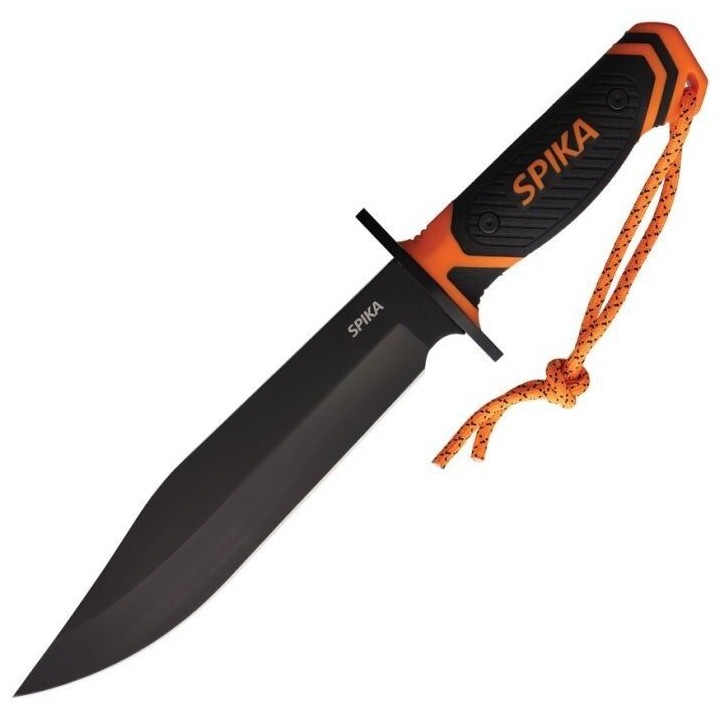 Couteau Bowie SPIKA Command Lame Acier 420 Noire Manche Orange/Noir Etui Nylon SPIKCMBW01B - Livraison Gratuite