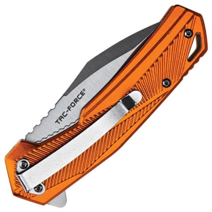 Couteau Tac-Force A/O Lame Acier 3Cr13MoV Manche Aluminium Orange Liner Lock Clip TF2018OR - Livraison Gratuite