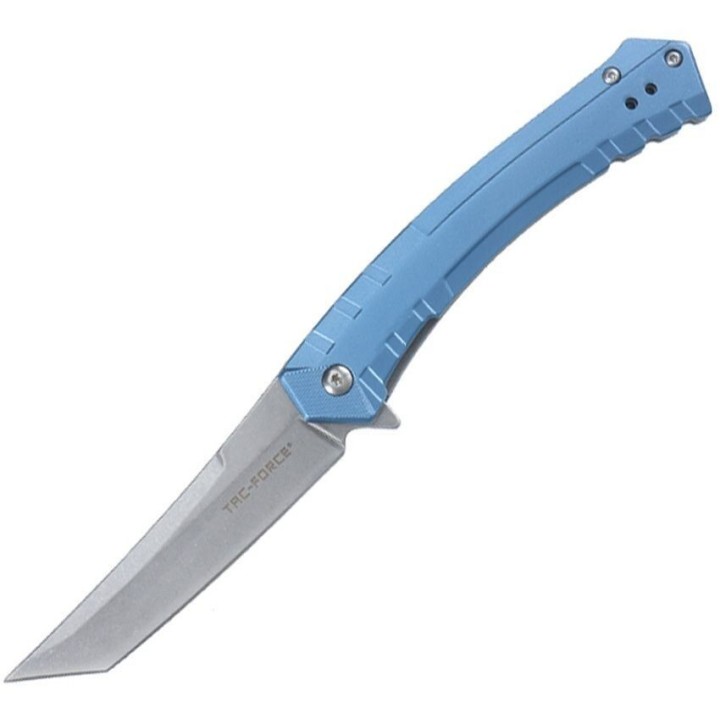 Couteau Tac-Force A/O Lame Acier 3Cr13MoV Tanto Manche Aluminium Anodisé Bleu Liner Lock TF2005SBL - Livraison Gratuite