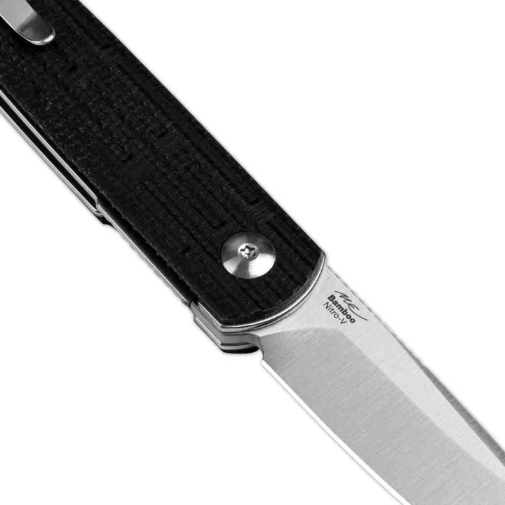 Couteau Kizer Bamboo Black Lame Nitro-V Satinée Manche Micarta Liner Lock KIV3722A1 - Livraison Gratuite