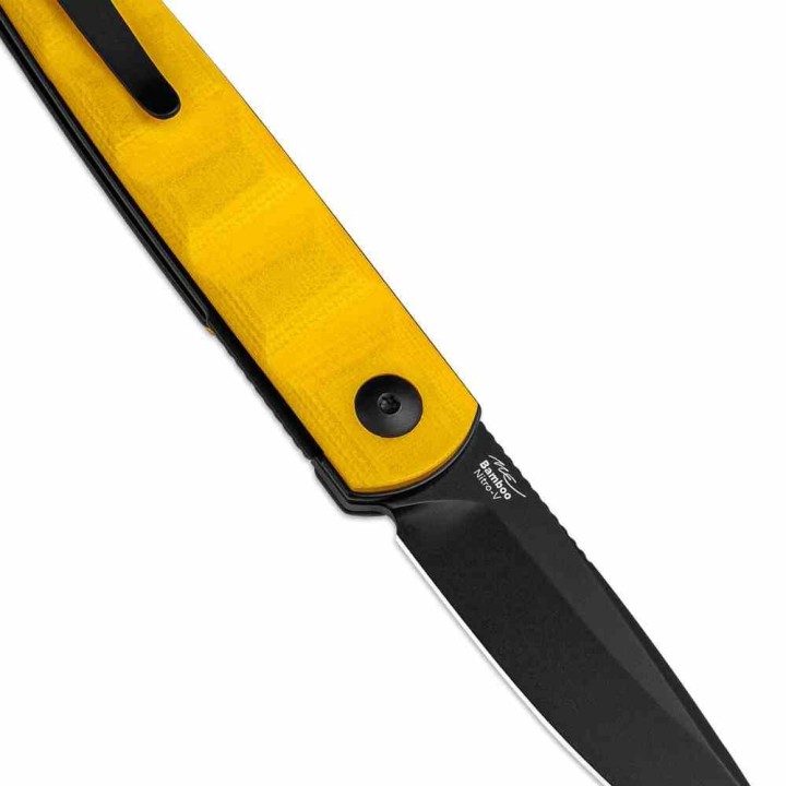 Couteau Kizer Bamboo Yellow Lame Nitro-V Black Manche G10 Liner Lock KIV3722A3 - Livraison Gratuite