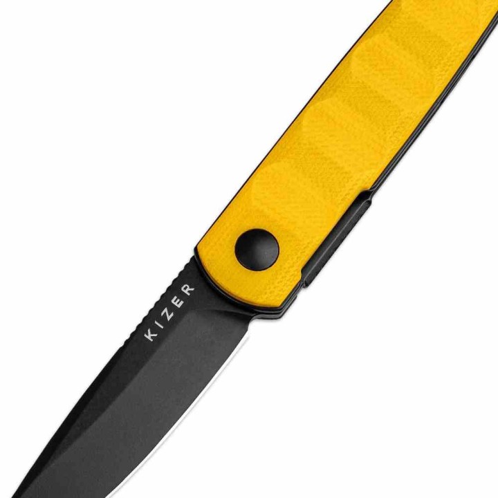 Couteau Kizer Bamboo Yellow Lame Nitro-V Black Manche G10 Liner Lock KIV3722A3 - Livraison Gratuite