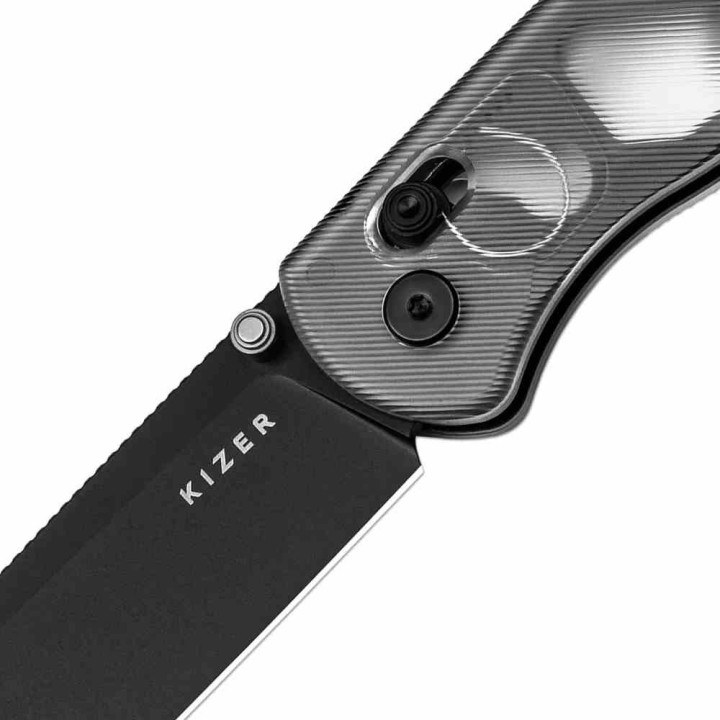 Couteau Kizer Drop Bear Lame Acier Nitro-V Manche Acrylique Transparent Clutch Lock KIV3619A9 - Livraison Gratuite