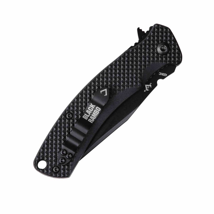 Couteau V Nives Black Rambo Shorty Lame Acier 420HC Clip Point Manche FRN Liner Lock VNI33FPBBK -  Livraison Gratuite