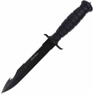 Couteau V Nives Black Rambo Savage Lame Acier D2 Crochet Scie Manche FRN Étui Affûteur VNIFB32FPBBK - Livraison Gratuite