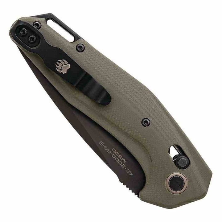Couteau Automatique Bear Ops Katakt-I Lame Acier M390 Manche G10 Green Slide Lock Made USA BCAC2000G4B - Livraison Gratuite