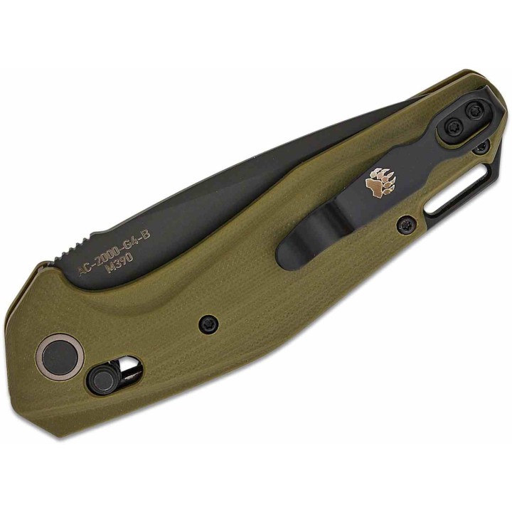 Couteau Automatique Bear Ops Katakt-I Lame Acier M390 Manche G10 Green Slide Lock Made USA BCAC2000G4B - Livraison Gratuite