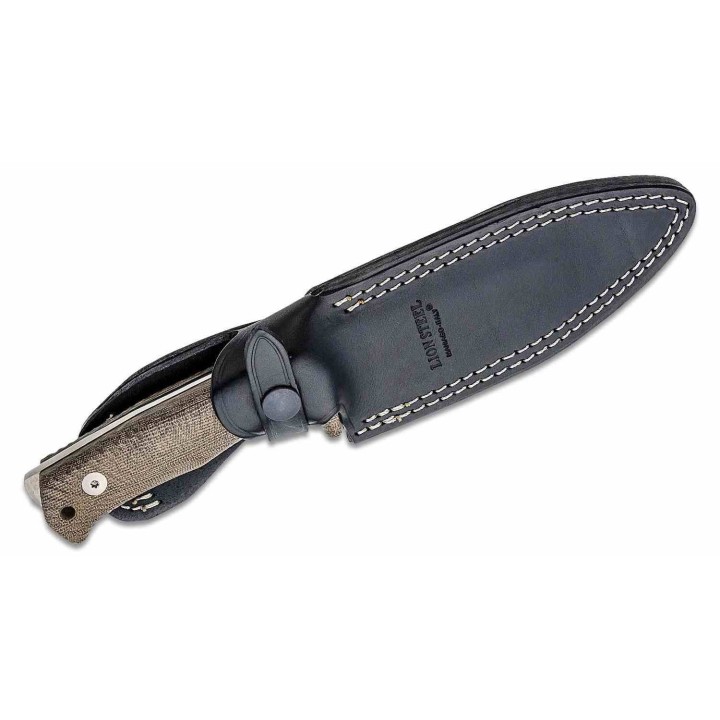 Couteau Lionsteel T5 CVG Lame Niolox Manche Micarta Green Étui Cuir Made Italy LSTT5CVG - Livraison Gratuite