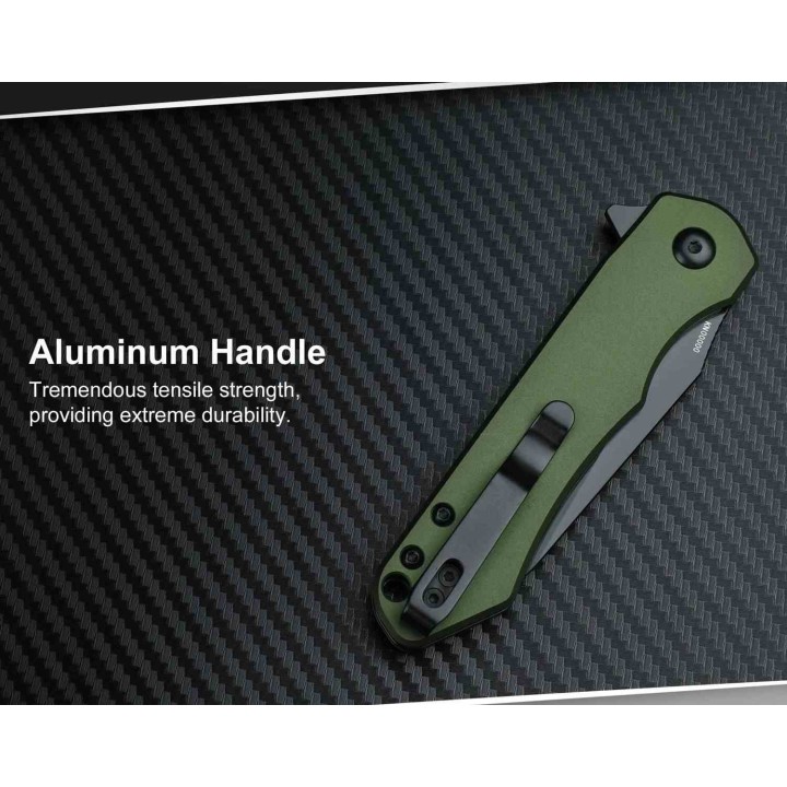 Couteau Oknife Freeze Lame Acier 154CM Wharncliffe Manche Aluminium Green Liner Lock Clip OKNFREEZEODG - Livraison Gratuite