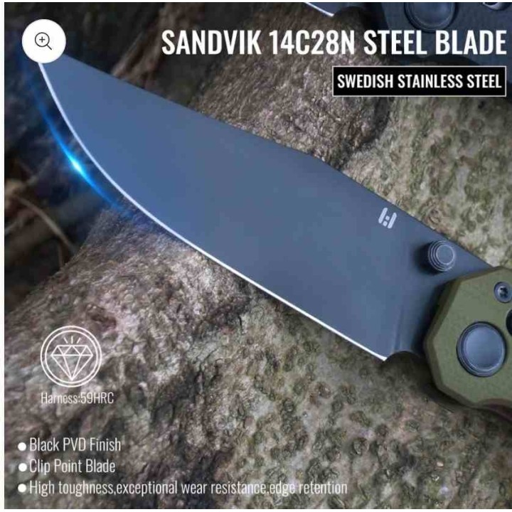 Couteau HIGHTRON Pathwright HK03 Lame Acier 14C28N Manche G10 OD Green Axis Lock HTK03GRN - Livraison Gratuite