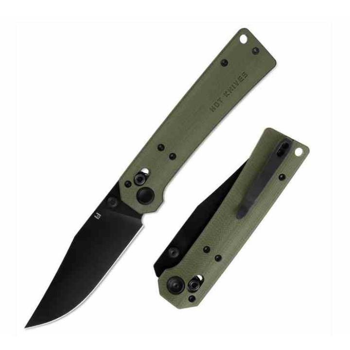 Couteau HIGHTRON Pathwright HK03 Lame Acier 14C28N Manche G10 OD Green Axis Lock HTK03GRN - Livraison Gratuite