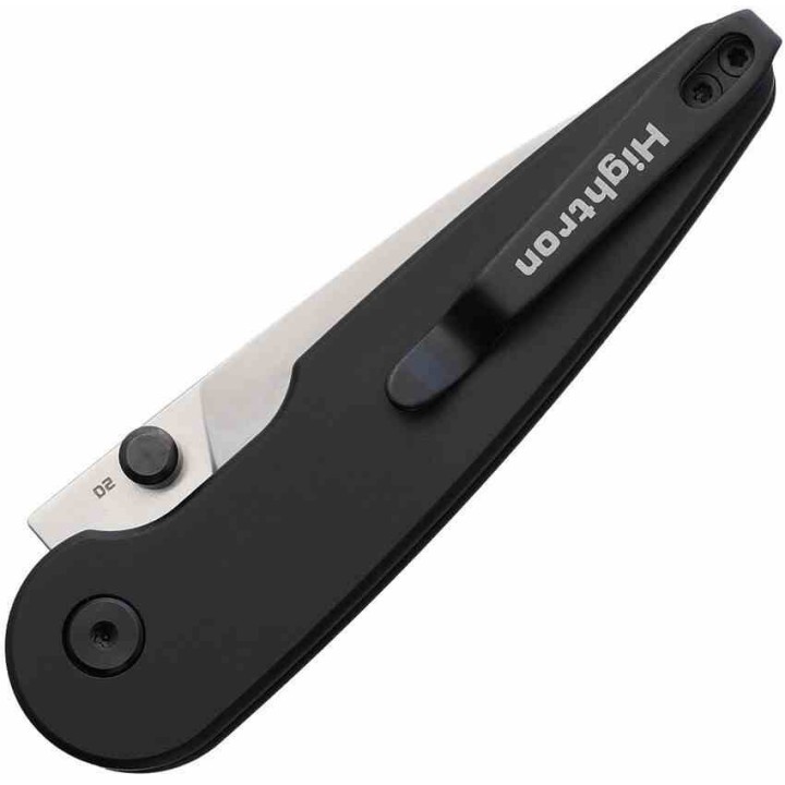 Couteau HIGHTRON Birdidi Black Lame Acier D2 Manche Aluminium Noir Button Lock KIVT Clip HTK06BLKS - Livraison Gratuite