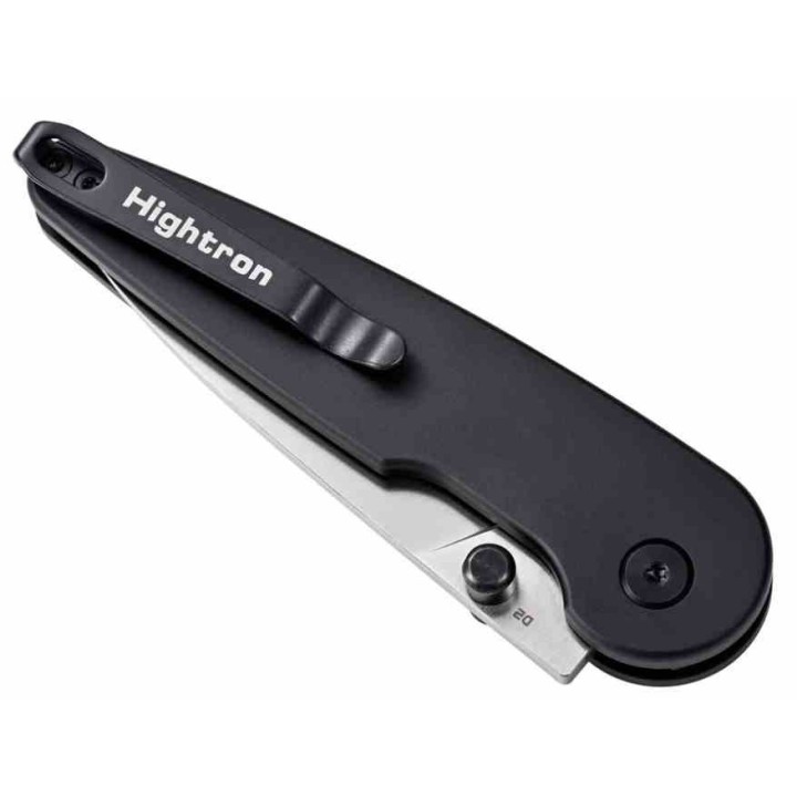 Couteau HIGHTRON Birdidi Black Lame Acier D2 Manche Aluminium Noir Button Lock KIVT Clip HTK06BLKS - Livraison Gratuite