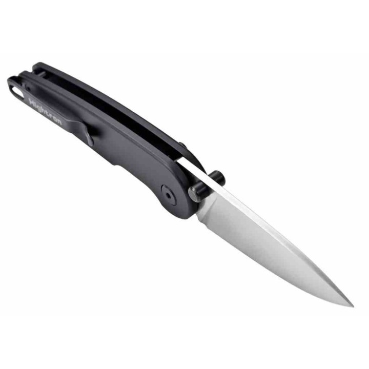 Couteau HIGHTRON Birdidi Black Lame Acier D2 Manche Aluminium Noir Button Lock KIVT Clip HTK06BLKS - Livraison Gratuite