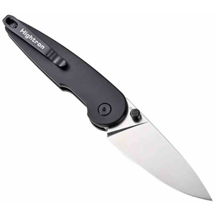 Couteau HIGHTRON Birdidi Black Lame Acier D2 Manche Aluminium Noir Button Lock KIVT Clip HTK06BLKS - Livraison Gratuite