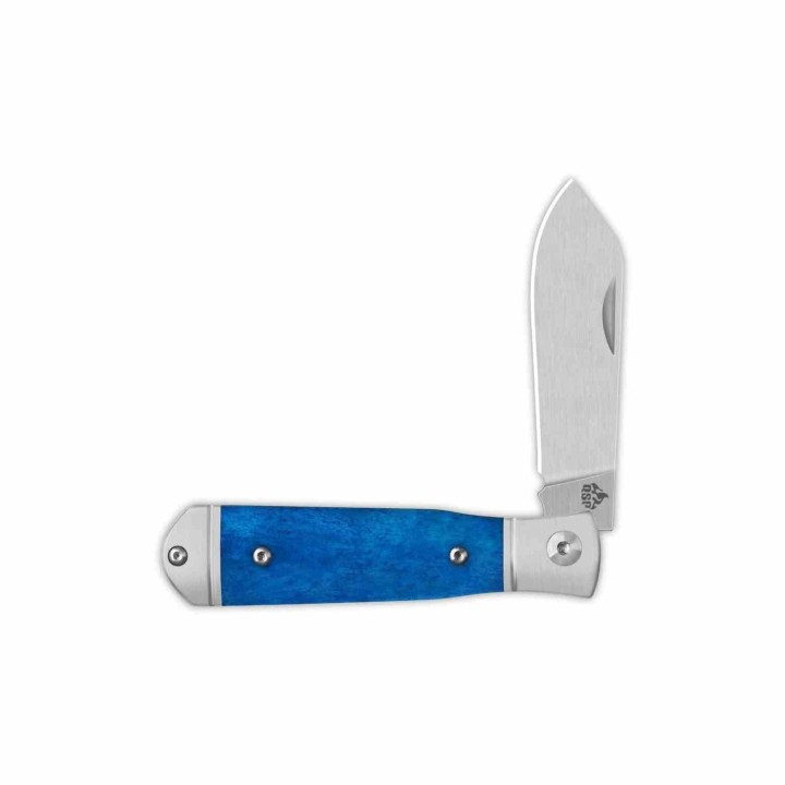 Couteau QSP Jumping Jack Slip Joint Lame Acier 14C28N Sheepsfoot Manche Os Blue QS167B - Livraison Gratuite