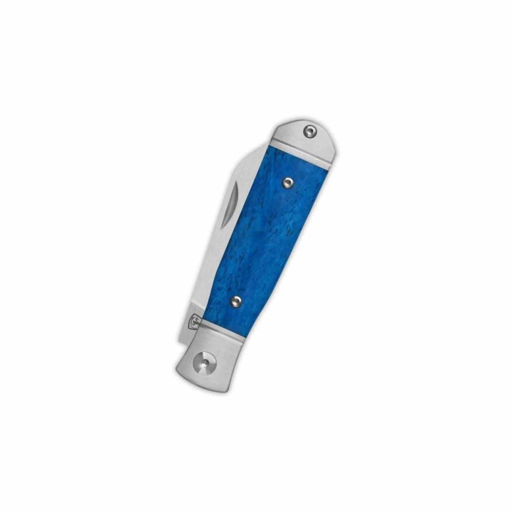 Couteau QSP Jumping Jack Slip Joint Lame Acier 14C28N Sheepsfoot Manche Os Blue QS167B - Livraison Gratuite