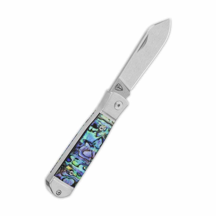 Couteau QSP Jumping Jack Slip Joint Lame Acier 14C28N Sheepsfoot Manche Abalone QS167A - Livraison Gratuite