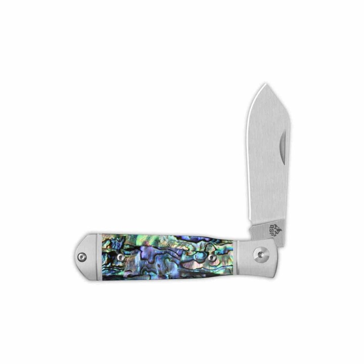 Couteau QSP Jumping Jack Slip Joint Lame Acier 14C28N Sheepsfoot Manche Abalone QS167A - Livraison Gratuite
