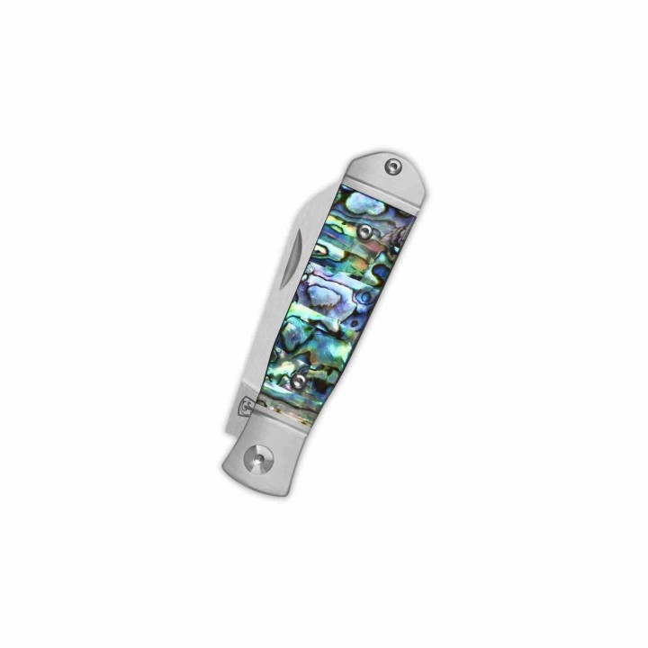 Couteau QSP Jumping Jack Slip Joint Lame Acier 14C28N Sheepsfoot Manche Abalone QS167A - Livraison Gratuite
