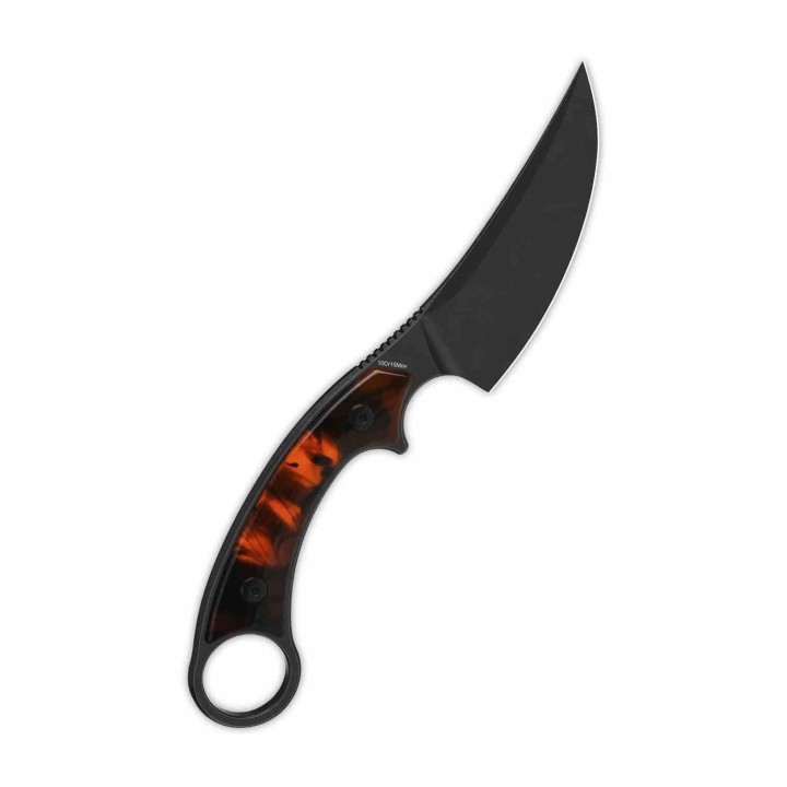 Couteau QSP Viper Lame Acier 10Cr15MoV Blk Manche Tortoise Resin Étui Kydex QS166C2 - Livraison Gratuite