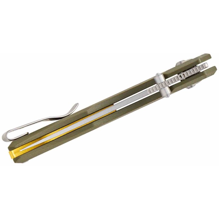 Couteau CJRB Nanner Green Lame Persian Acier AR-RPM9 Manche G10 Crossbar Lock KIVT J1955GN - Livraison Gratuite