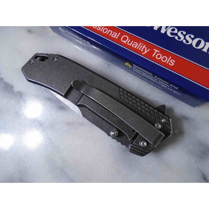Lot de 3 Couteau Smith&Wesson Lame Acier 8Cr13MoV Manche Acier inox/G-10 Linerlock SW609W - Livraison Gratuite