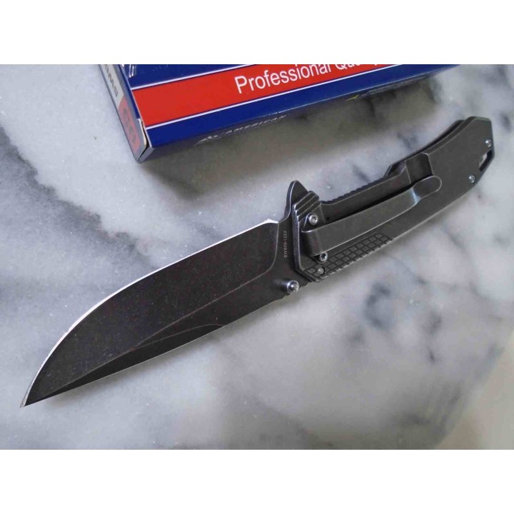 Lot de 3 Couteau Smith&Wesson Lame Acier 8Cr13MoV Manche Acier inox/G-10 Linerlock SW609W - Livraison Gratuite
