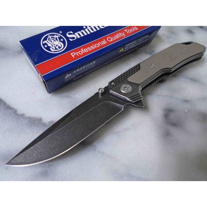 Lot de 3 Couteau Smith&Wesson Lame Acier 8Cr13MoV Manche Acier inox/G-10 Linerlock SW609W - Livraison Gratuite
