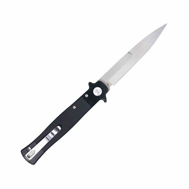 Couteau CobraTec Stiletto Lame Acier VG10 Manche G10 Noir Button Lock KIVT Clip CBTSTBLBK - Livraison Gratuite