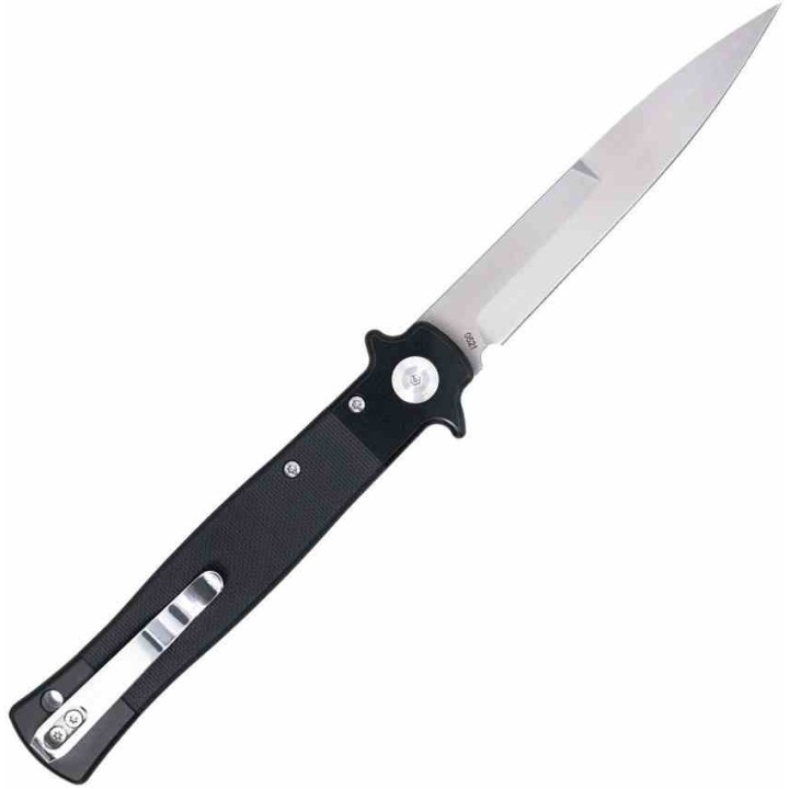 Couteau CobraTec Stiletto Lame Acier VG10 Manche G10 Noir Button Lock KIVT Clip CBTSTBLBK - Livraison Gratuite