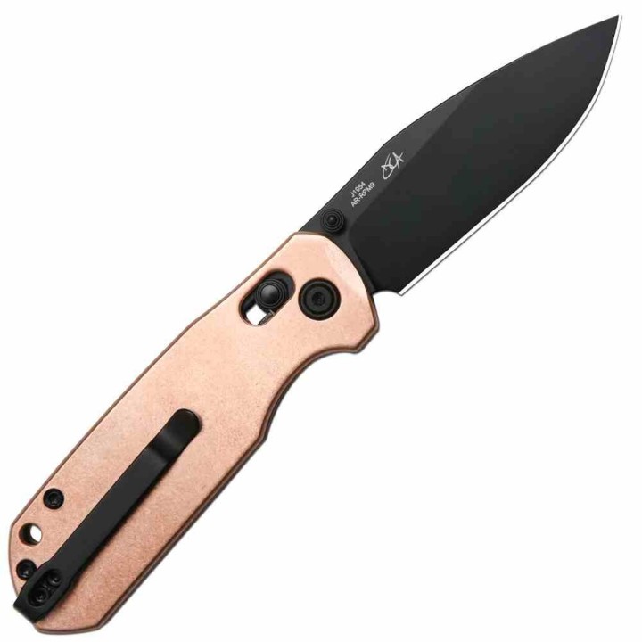 Couteau CJRB Maximal Lame Acier AR-RPM9 Manche Cuivre Crossbar Lock KIVT Clip J1954CO - Livraison Gratuite