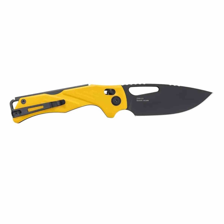 Couteau SRM Mirage Yellow 239X-GY Lame Acier Sandvik 14C28N Manche G10 Ambi-Lock KIVT SRM239XGY - Livraison Gratuite