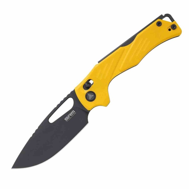 Couteau SRM Mirage Yellow 239X-GY Lame Acier Sandvik 14C28N Manche G10 Ambi-Lock KIVT SRM239XGY - Livraison Gratuite