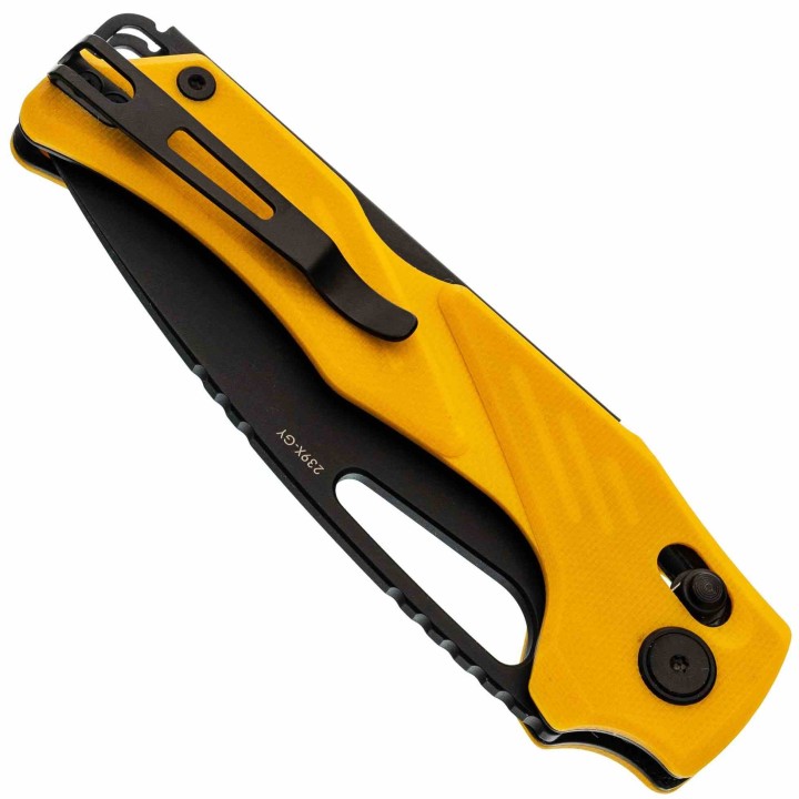 Couteau SRM Mirage Yellow 239X-GY Lame Acier Sandvik 14C28N Manche G10 Ambi-Lock KIVT SRM239XGY - Livraison Gratuite