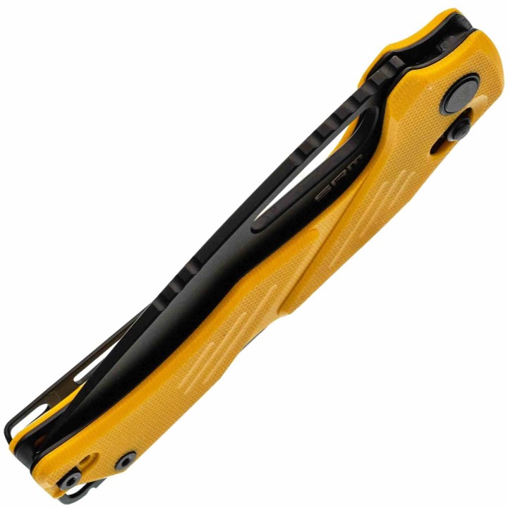 Couteau SRM Mirage Yellow 239X-GY Lame Acier Sandvik 14C28N Manche G10 Ambi-Lock KIVT SRM239XGY - Livraison Gratuite